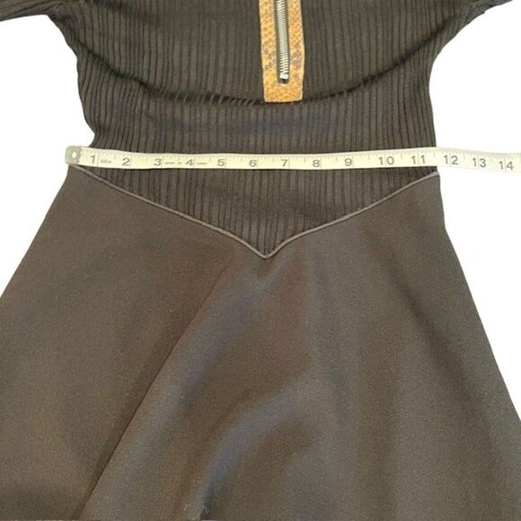 Ellery Calabasas Zip Front Snake Panel Black Dress Full Skirt Size 2 - Picture 12 of 16